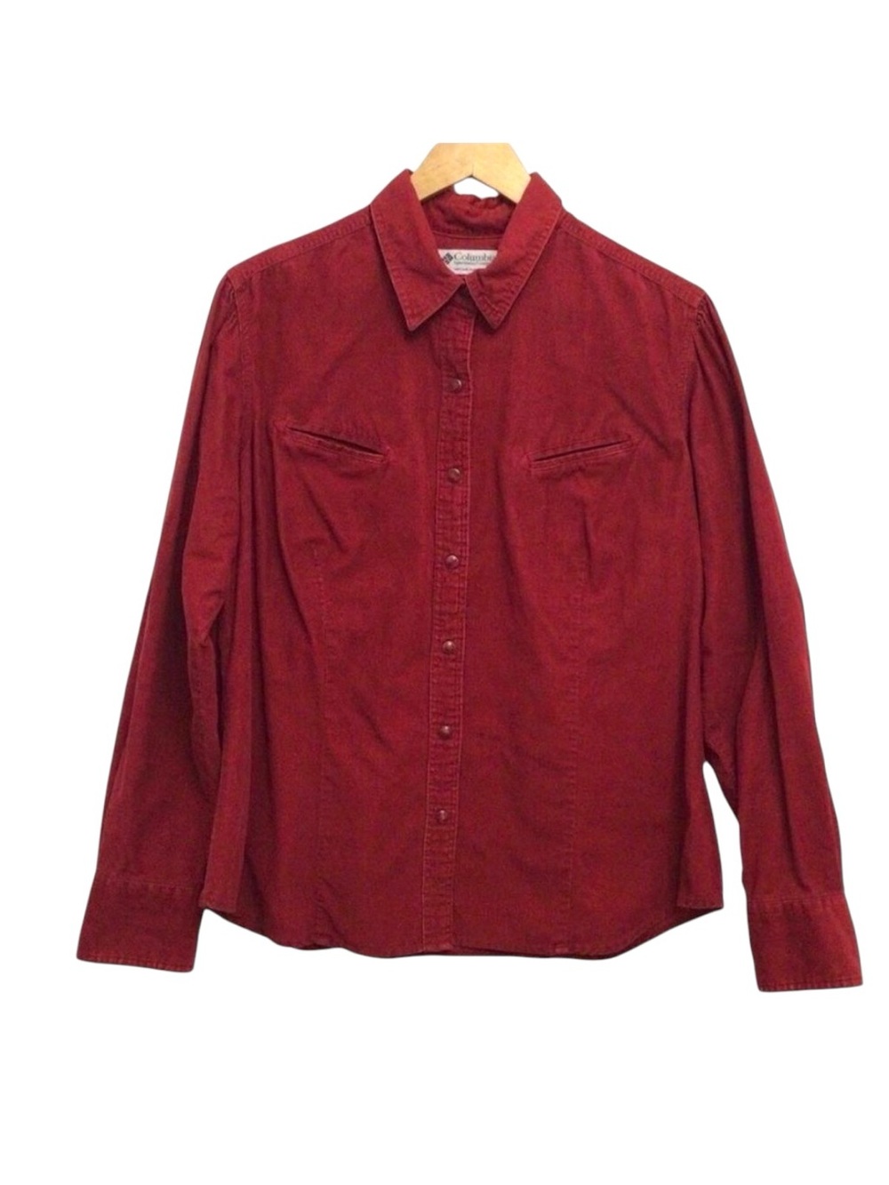2/40$ COLUMBIA corduroy button down cord shirt red cord long sleeves